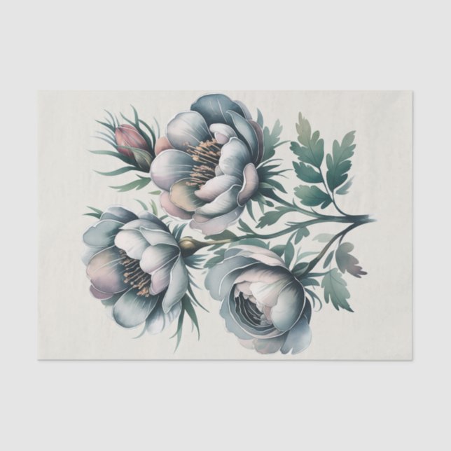 Papel De Seda Elegante Bouquet verde y gris (Anverso)