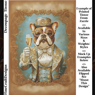 Papel De Seda Elegante Bulldog Steampunk Champagne FR8L Decoupag