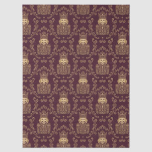 Papel De Seda Elegante Cascanueces de Navidad en Damasco Dorado
