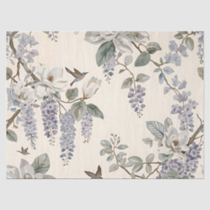 Papel De Seda Elegante Chinoiserie de Flores y Aves