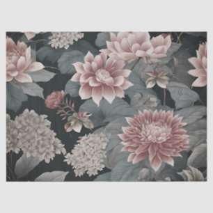 Papel De Seda Elegante Chinoiserie Florals Gray Raspberry