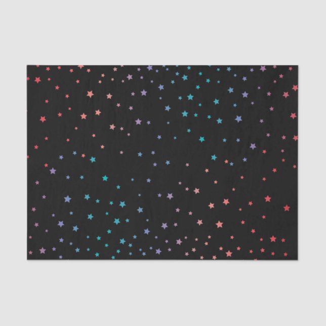 Papel De Seda Elegante cielo nocturno negro y arcoiris (Anverso)