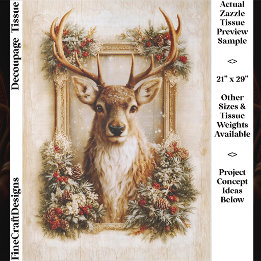 Papel De Seda Elegante ciervo de invierno, marco de Navidad de h