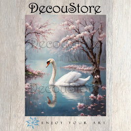 Papel De Seda Elegante cisne blanco en el desenlace del lago