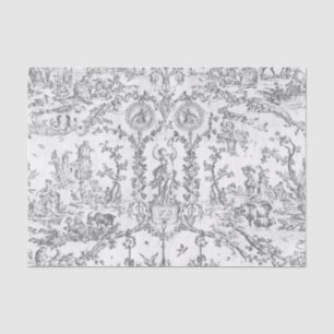 Papel De Seda Elegante Clásico Gris Vintage Toile Francés Campes