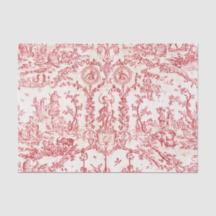 Papel De Seda Elegante Clásico Vintage Rojo Toile Francés Campes