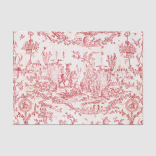 Papel De Seda Elegante Clásico Vintage Rojo Toile Francés Campes