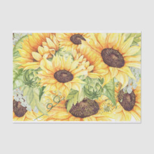 Papel De Seda Elegante color de agua amarillo girasoles vegetaci