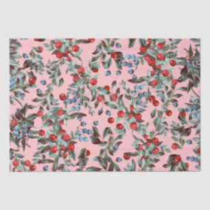 Papel De Seda Elegante color de agua festivo rojo azul bayas ros