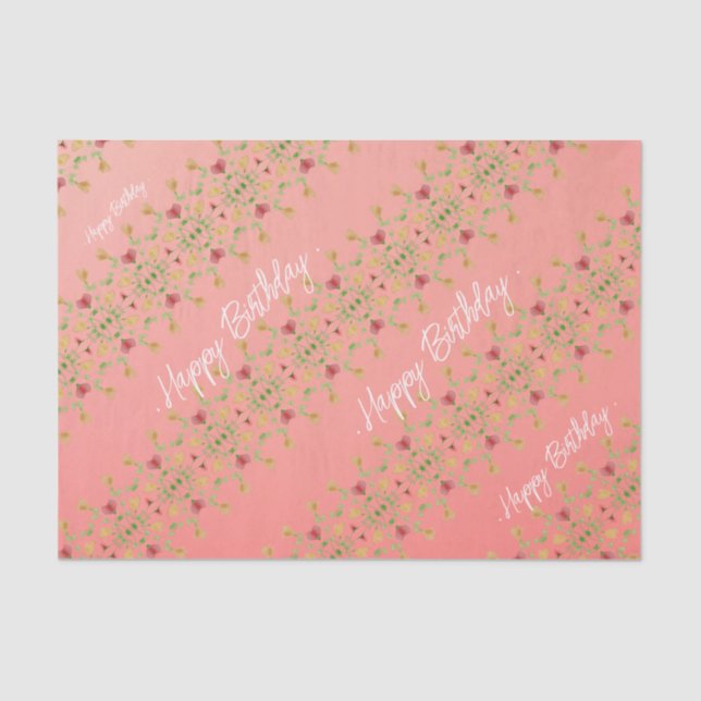Papel De Seda Elegante con acento floral rosado (Anverso)