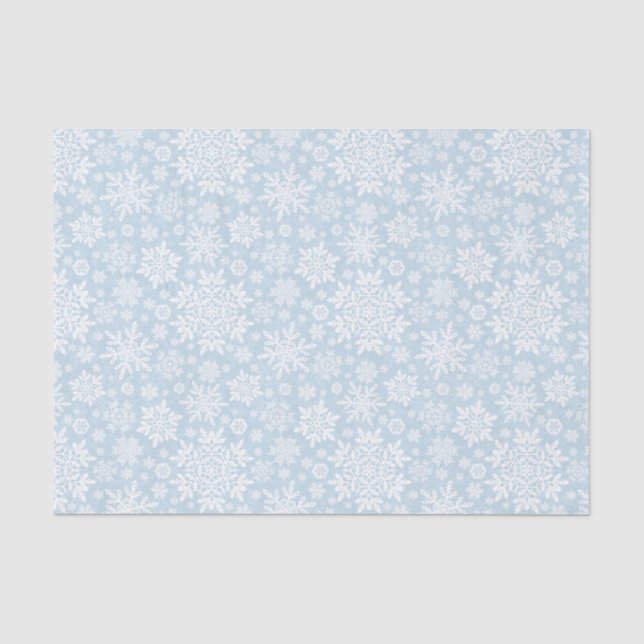 Papel De Seda Elegante Copo de Nieve Blanco (Azul Escarcha) (Anverso)