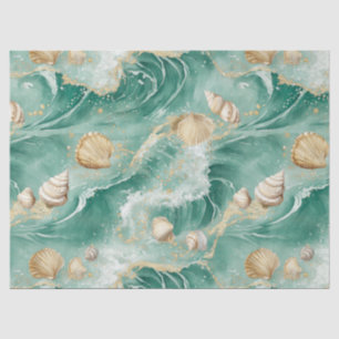 Papel De Seda Elegante Coral de Oro y acuarela acuática (2)