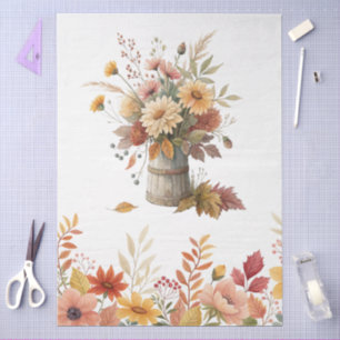 Papel De Seda Elegante Cottagecore Fall Floral Bouquet Decoupage