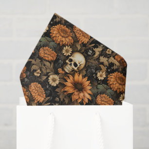 Papel De Seda Elegante Cráneo Floral Antiguo