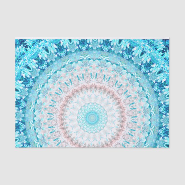 Papel De Seda Elegante cristalino azul cielo Mandala      (Anverso)