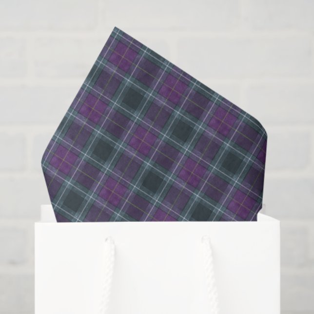 Papel De Seda Elegante Cuadro Morado Turquesa (Bolsa de regalo)