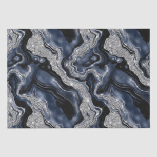 Papel De Seda Elegante Cumpleaños de Ágata Brillante Azul Marino