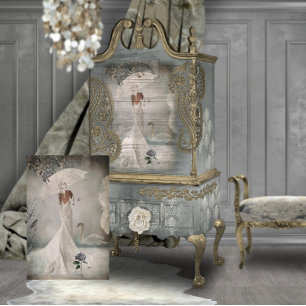 Papel De Seda Elegante dama de honor con sombrilla