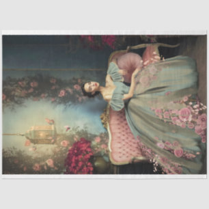 Papel De Seda Elegante dama sentada, Shabby Chic & Floral Art