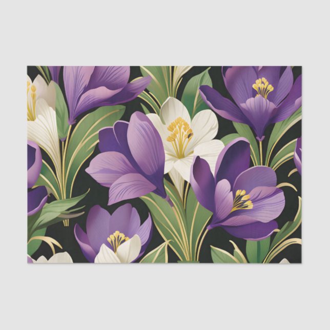 Papel De Seda Elegante Damasco con flores crocantes (Anverso)