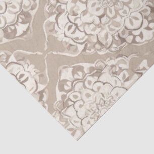 Papel De Seda Elegante Damasco Crema Beige