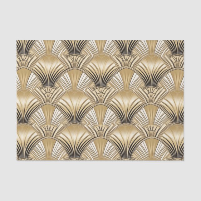 Papel De Seda Elegante deco de arte negro dorado (Anverso)