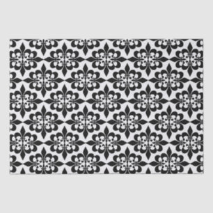 Papel De Seda Elegante Decograma elegante blanco negro de damasc