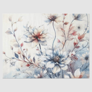 Papel De Seda Elegante Decoración Floral de Invierno Inspirada e