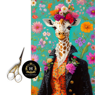 Papel De Seda Elegante Decoración Floral Giraffe