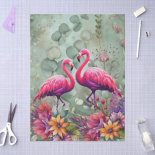 Papel De Seda Elegante Decoración Floral Pastel Rosa Flamingo