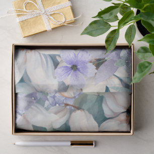 Papel De Seda Elegante Decoración Floral y Mariposas