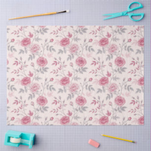 Papel De Seda Elegante Decoración rosa de inspiración vintage