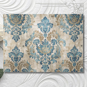 Papel De Seda Elegante Decoupage Azul Vintage