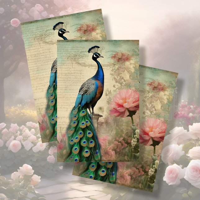 Papel De Seda Elegante Decoupage de la Flora de Pavo Real France (Subido por el creador)