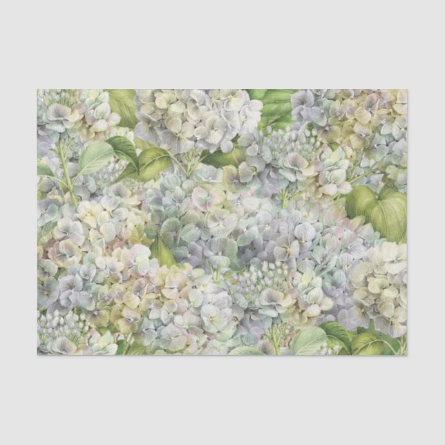 Papel De Seda Elegante Decoupage de Patrón de Hidrangea Fachada  (Anverso)