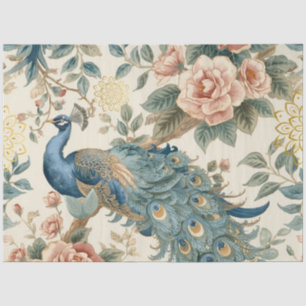 Papel De Seda Elegante Decoupage de Pavo Real
