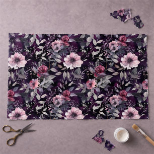Papel De Seda Elegante Decoupage de Rosas Moradas y Rosadas Góti