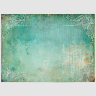 Papel De Seda Elegante Decoupage Verde y Dorado