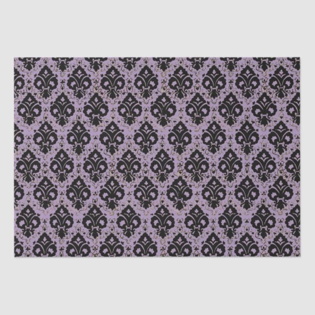 Papel De Seda Elegante desventaja de época Black Purple Damask (Anverso)