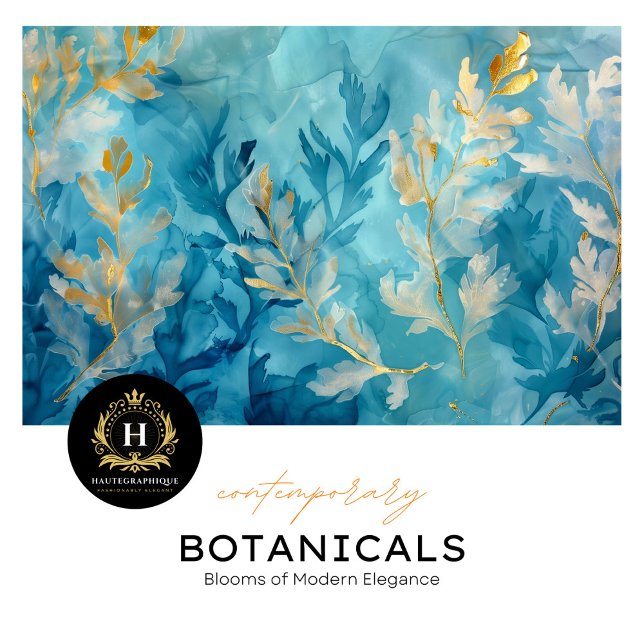 Papel De Seda Elegante diseño botánico de oro azul (Subido por el creador)