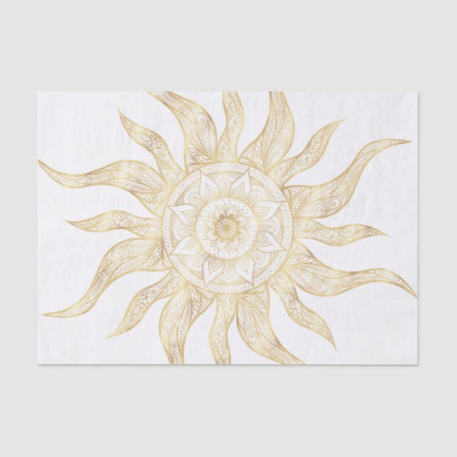 Papel De Seda Elegante Diseño de Mandala Gold Sun (Anverso)