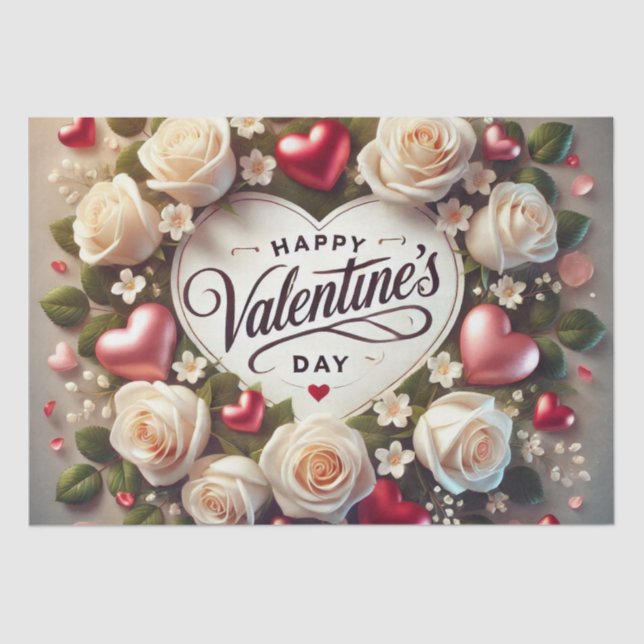 Papel De Seda Elegante diseño El día de San Valentín con Rosas (Anverso)