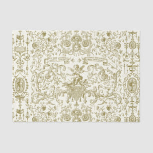 Papel De Seda Elegante dorado beige barroco floral