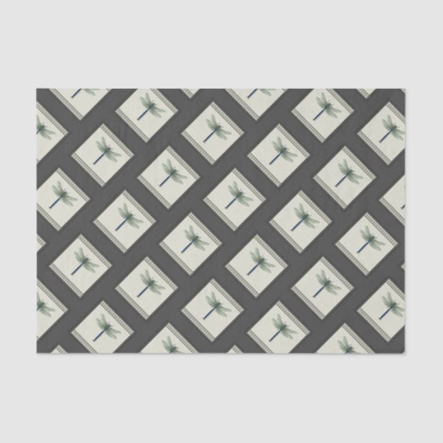 Papel De Seda Elegante Dragonfly azul (Anverso)