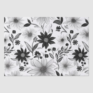 Papel De Seda Elegante e intrincada flor negra y blanca