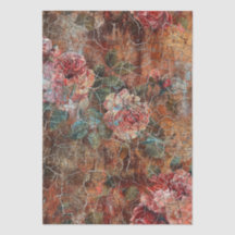 Elegante Efecto de Grieta Floral Rústico Decoupage