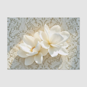 Papel De Seda Elegante encaje de marfil con magnolia suave