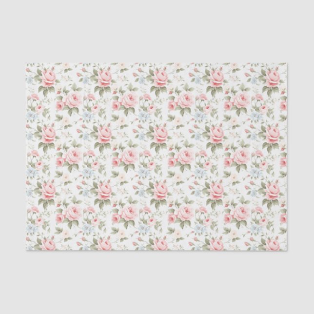 Papel De Seda Elegante envoltorio Rubor de regalo de flores rosa (Anverso)