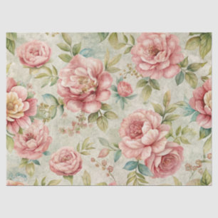 Papel De Seda Elegante epemera floral rosa inspirada en la cosec