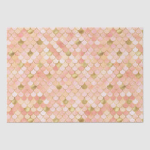Papel De Seda Elegante escamas de sirena doradas y hoja de ombre